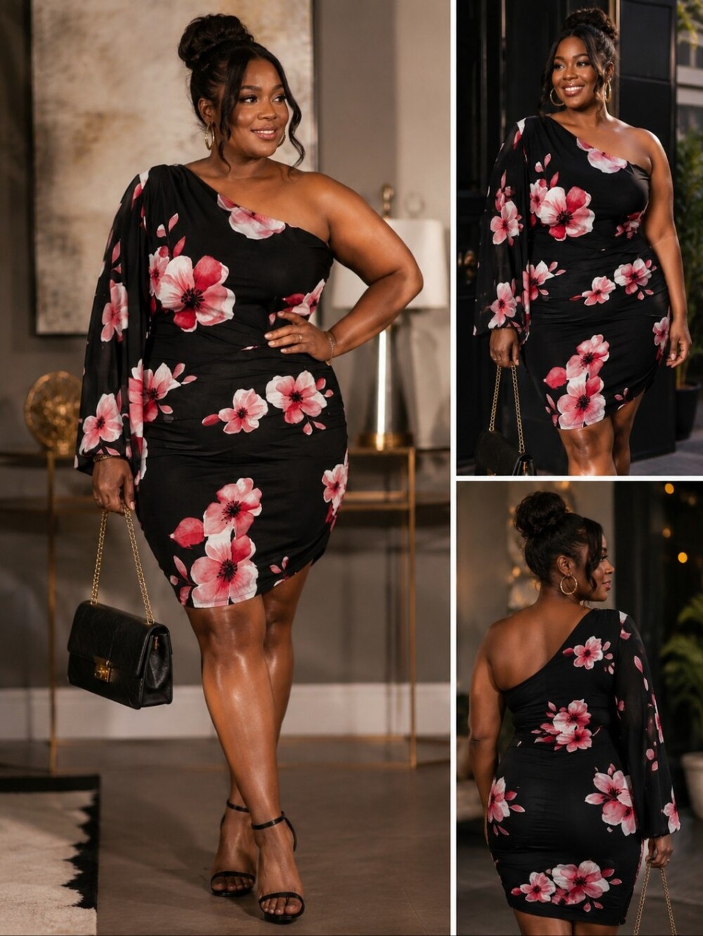 🌸 Bold Elements One-Shoulder Floral Dress – XXL NWT 🌸